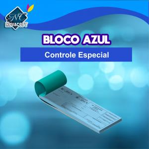 Talão Receituário de Controle Especial Azul  - 20x9,5 cm - 1 via - Numeração + Picote + Grampo - Blocos de 50 Folhas sulfite 75g 20x9,5cm   Corte reto 